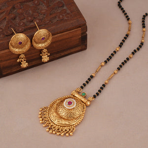 Stunning antique gold ruby bold mangalsutra set