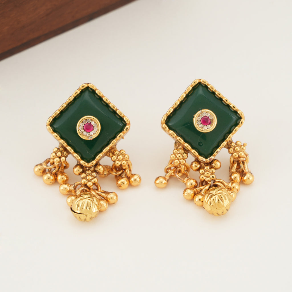 Beautiful peacock stone gold plated pendant set