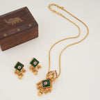 Beautiful peacock stone gold plated pendant set