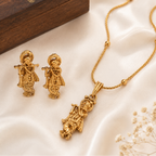 Elegant gold plated krishna pendant set