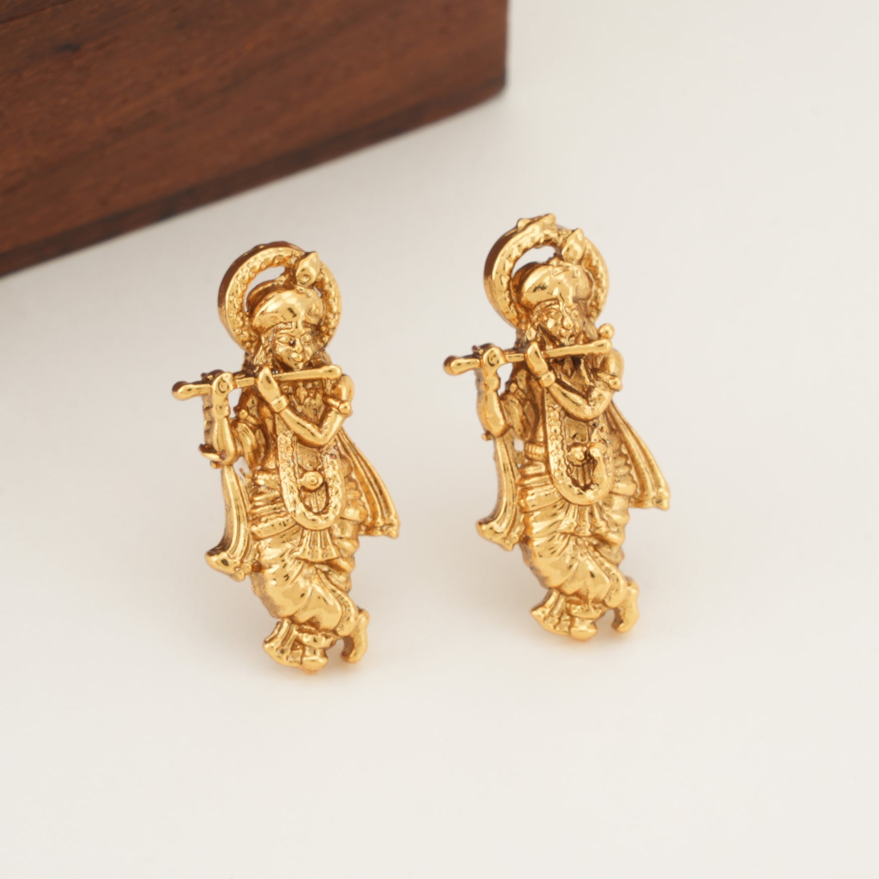 Elegant gold plated krishna pendant set