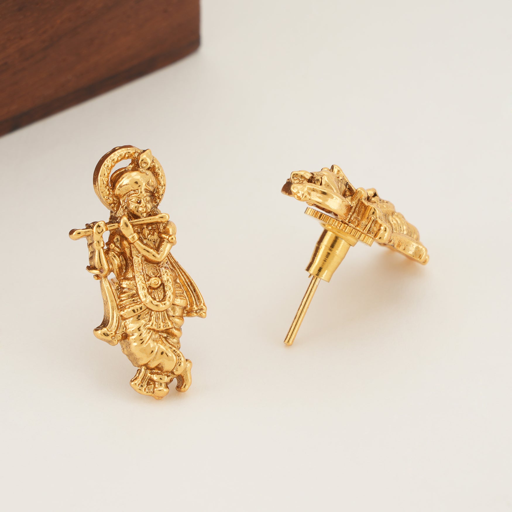 Elegant gold plated krishna pendant set