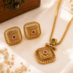 Beautiful stone gold plated pendant set