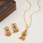 Cute elegant gold stone pendant set