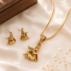 Beautiful plain gold krishna pendant set