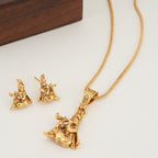 Beautiful plain gold krishna pendant set