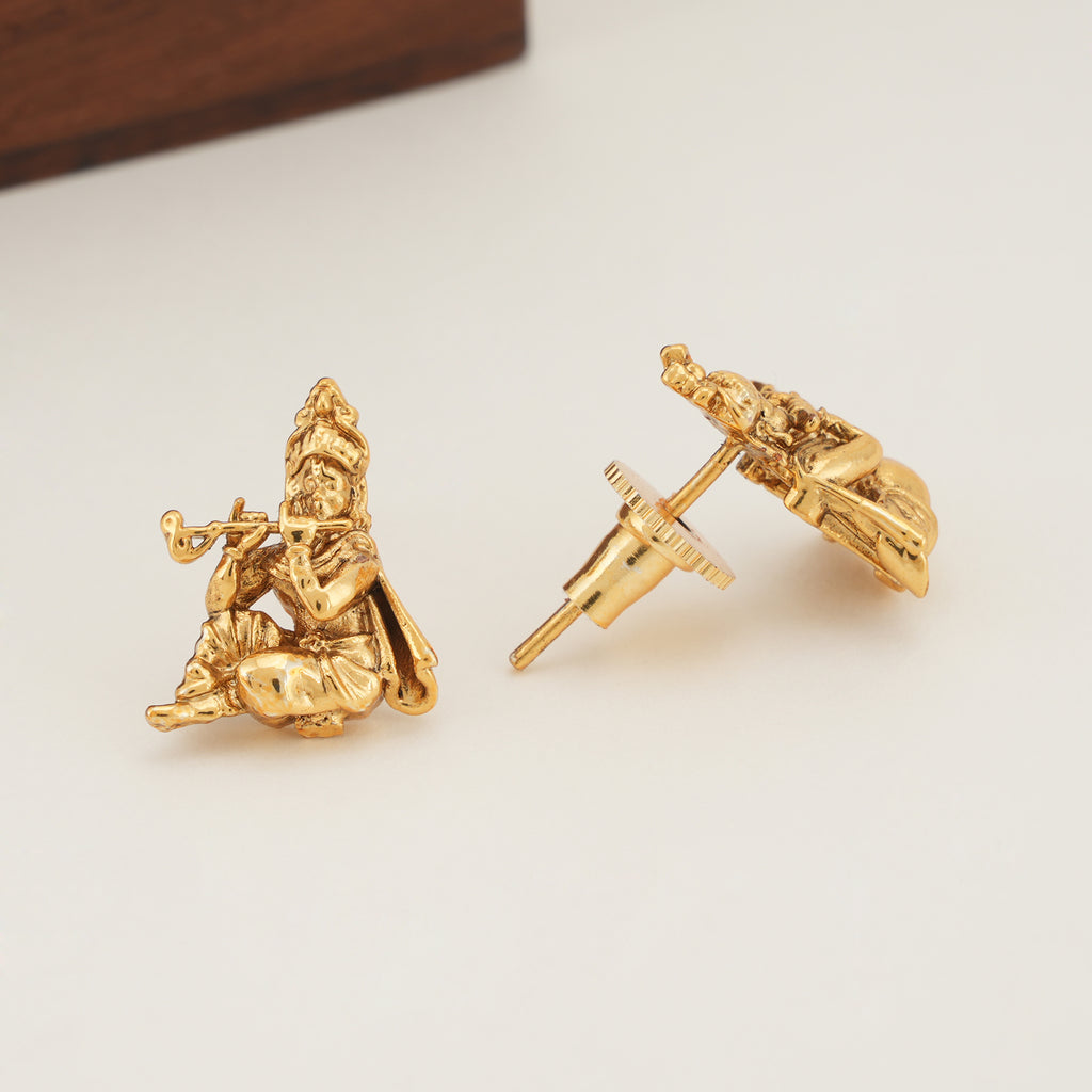 Beautiful plain gold krishna pendant set
