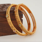 Stunning stone gold bangle set