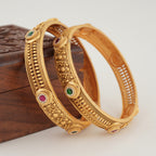 Stunning broad stone gold bangle set