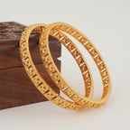 Beautiful plain floral gold bangle set