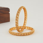 Gorgeous plain gold stone bangle set