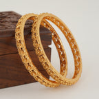 Gorgeous plain gold stone bangle set