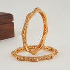 Plain intricate gold bangle set