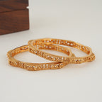 Plain intricate gold bangle set