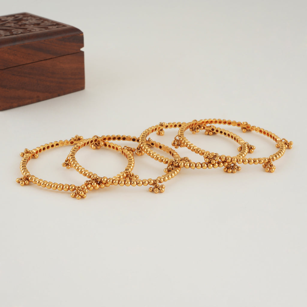 Plain gold kashmiri bangle set (set of 4)