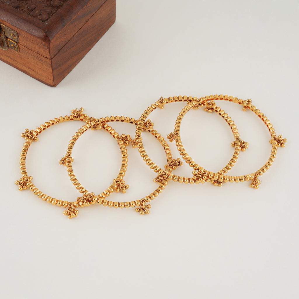 Plain gold kashmiri bangle set (set of 4)