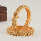 Gold Plated Plain Broad Bangle Set