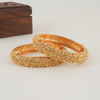 Stunning plain broad gold bangle set