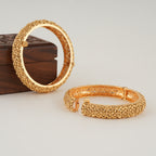 Stunning plain broad gold bangle set