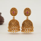 Beautiful stone gold ball jhumka earring