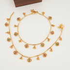 Stunning multicolor stone gold anklet