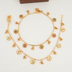Stunning multicolor stone gold anklet