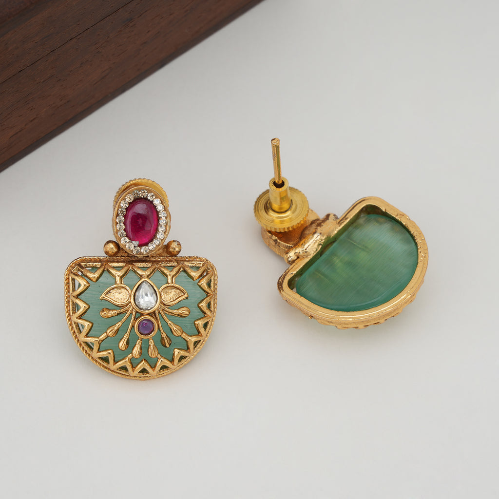 Stunning stone multicolor gold necklace set