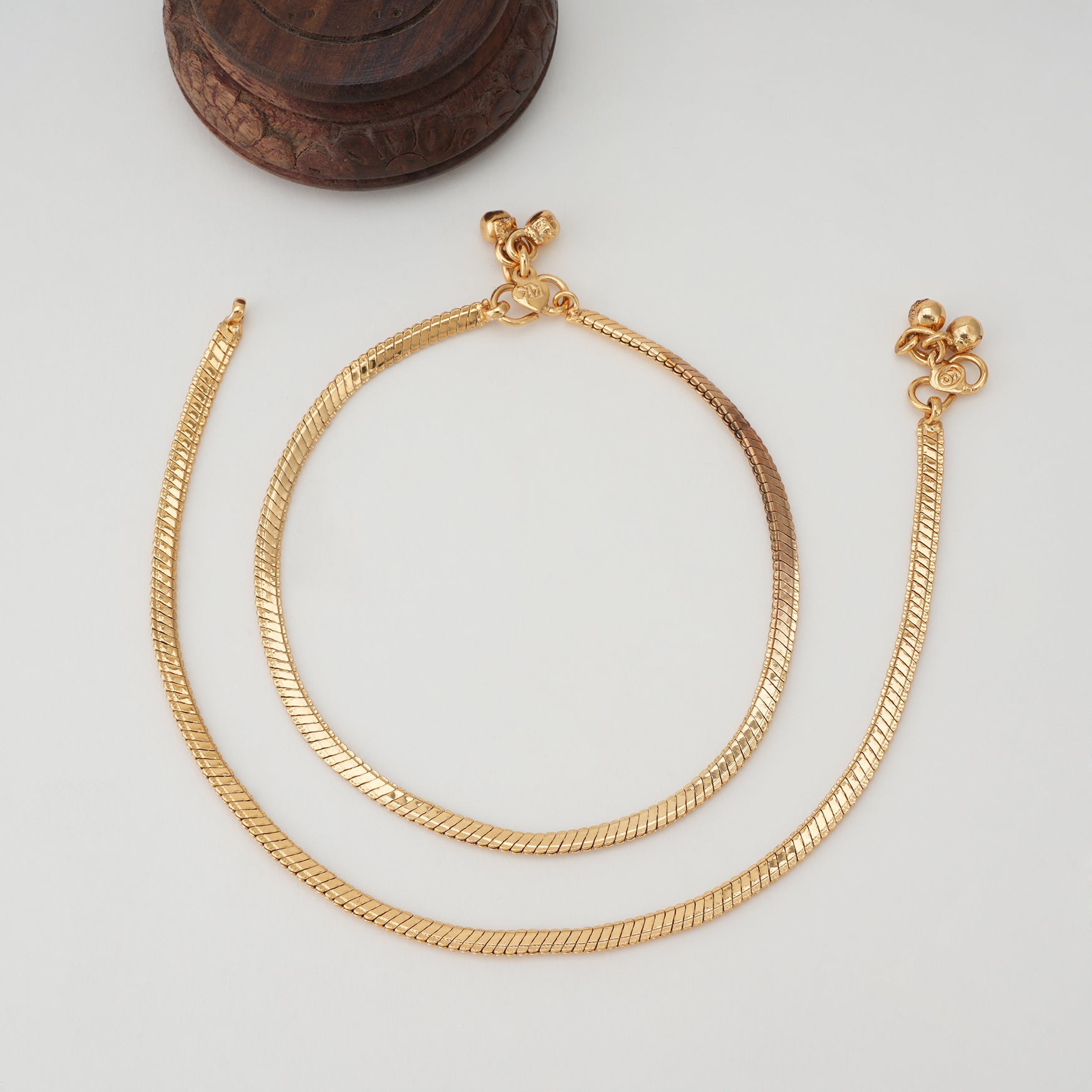 Plain snake gold anklet