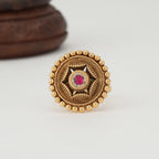 Stunning hexagon gold ruby finger ring