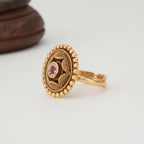 Stunning hexagon gold ruby finger ring