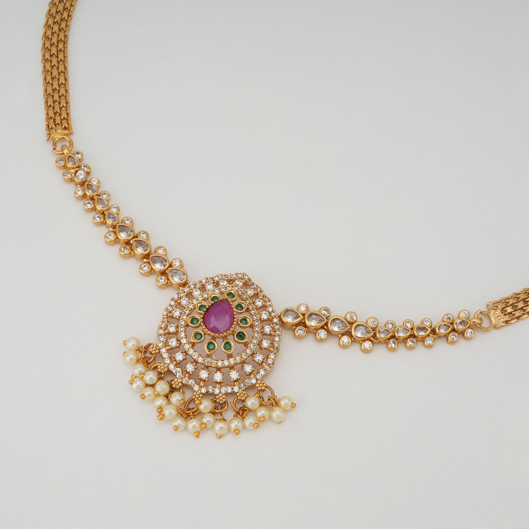 Stunning diamond ruby necklace set