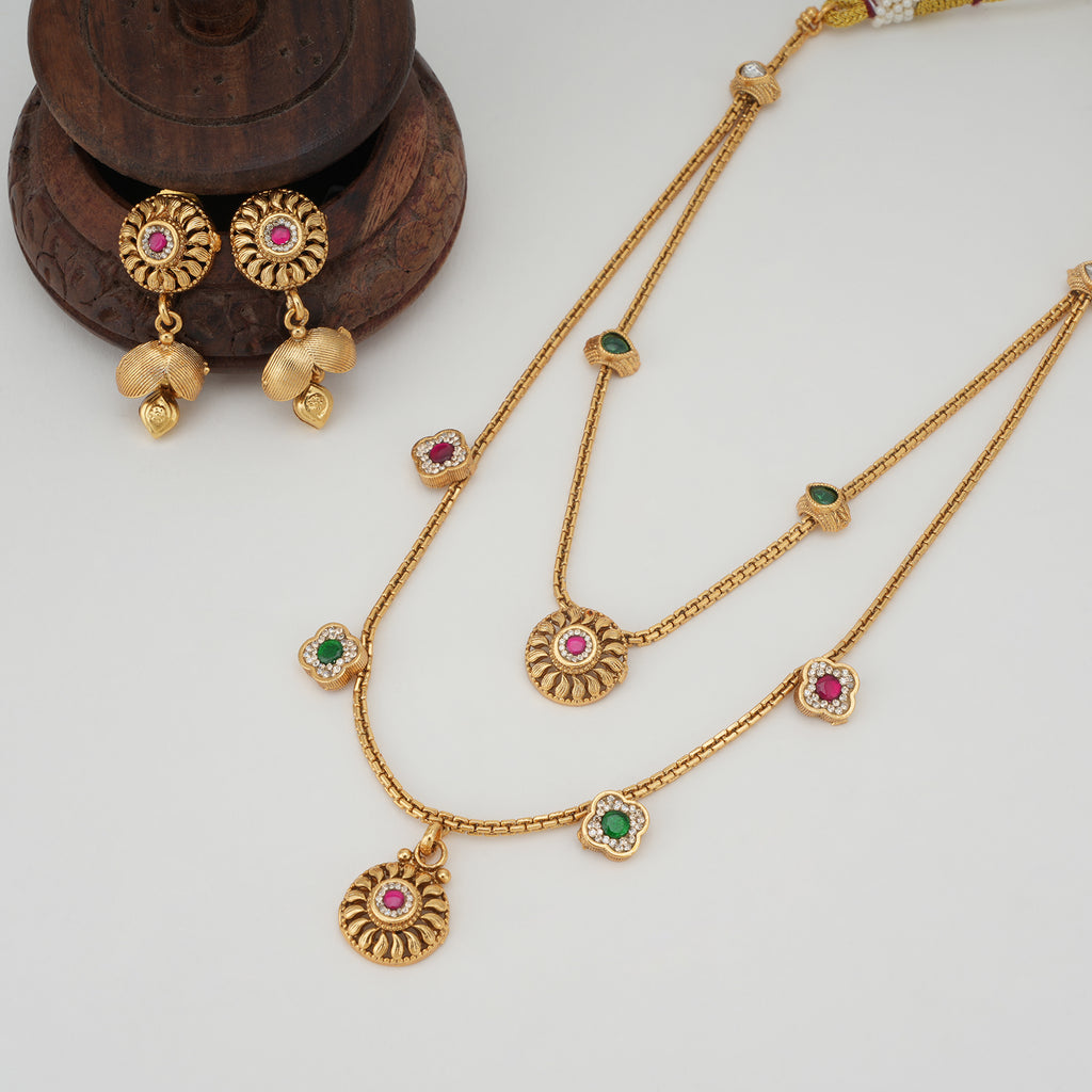 Beautiful multicolor stone layer neckalce set