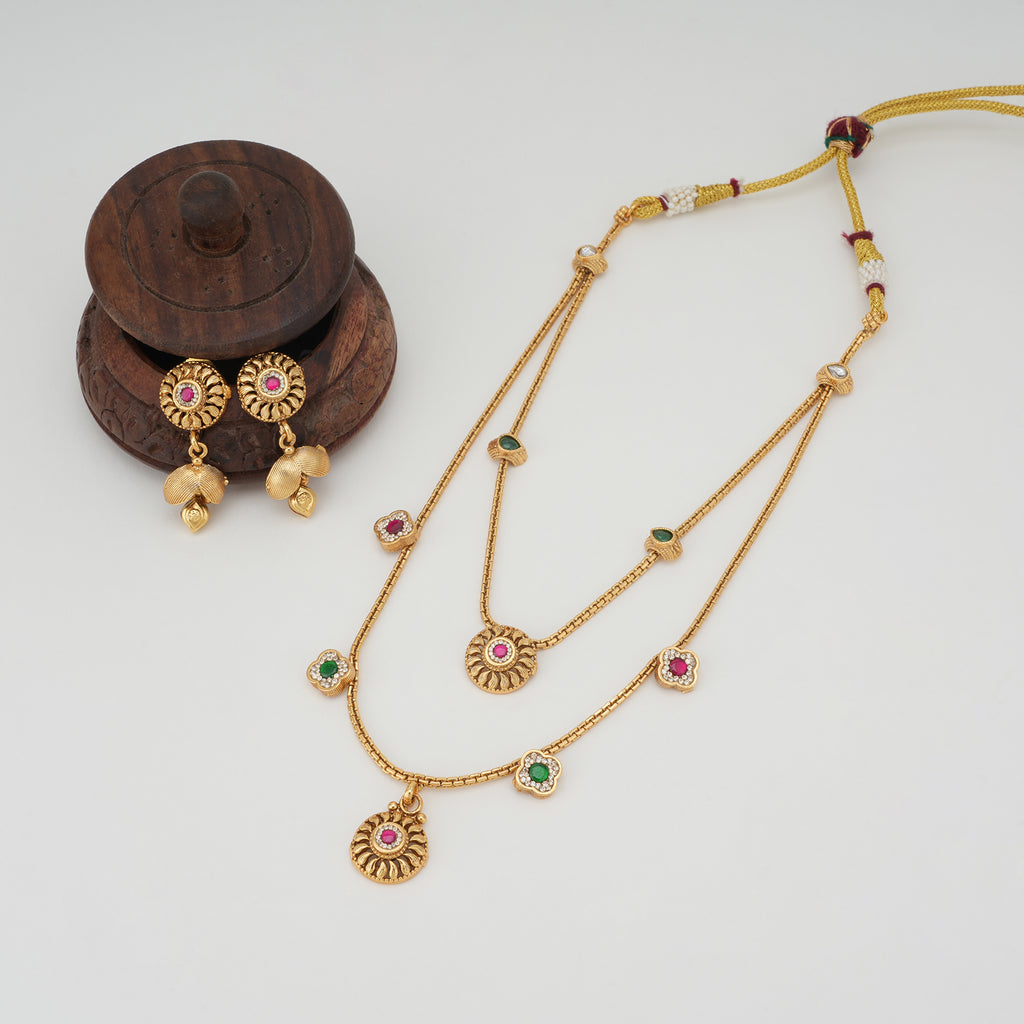 Beautiful multicolor stone layer neckalce set