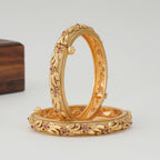 Beautful gold ruby bangle set