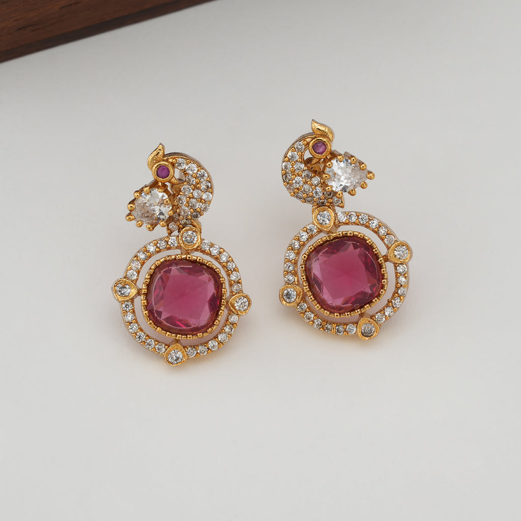 Ruby gold diamond pendant set