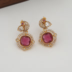 Ruby gold diamond pendant set