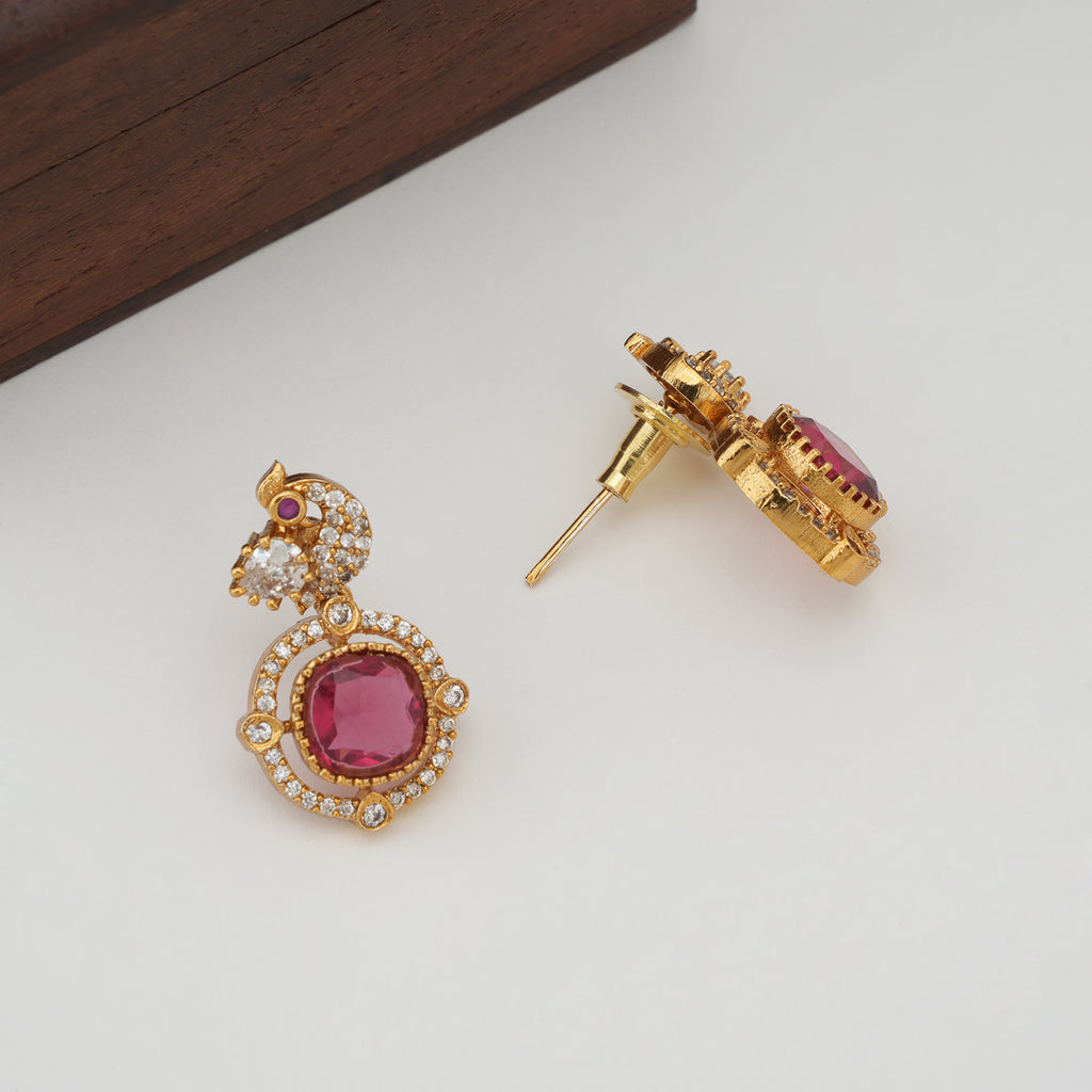Ruby gold diamond pendant set