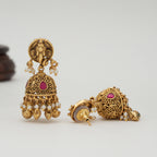 Lord Ganesh gold ruby jhumka earring