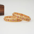 Stunning floral ruby bangle set