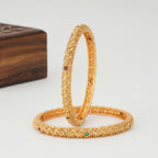 Cute stone gold bangle set