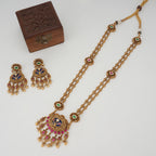 Long stunning meenakari stone gold necklace set