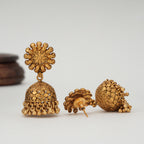 Stunning plain antique gold jhumka earring