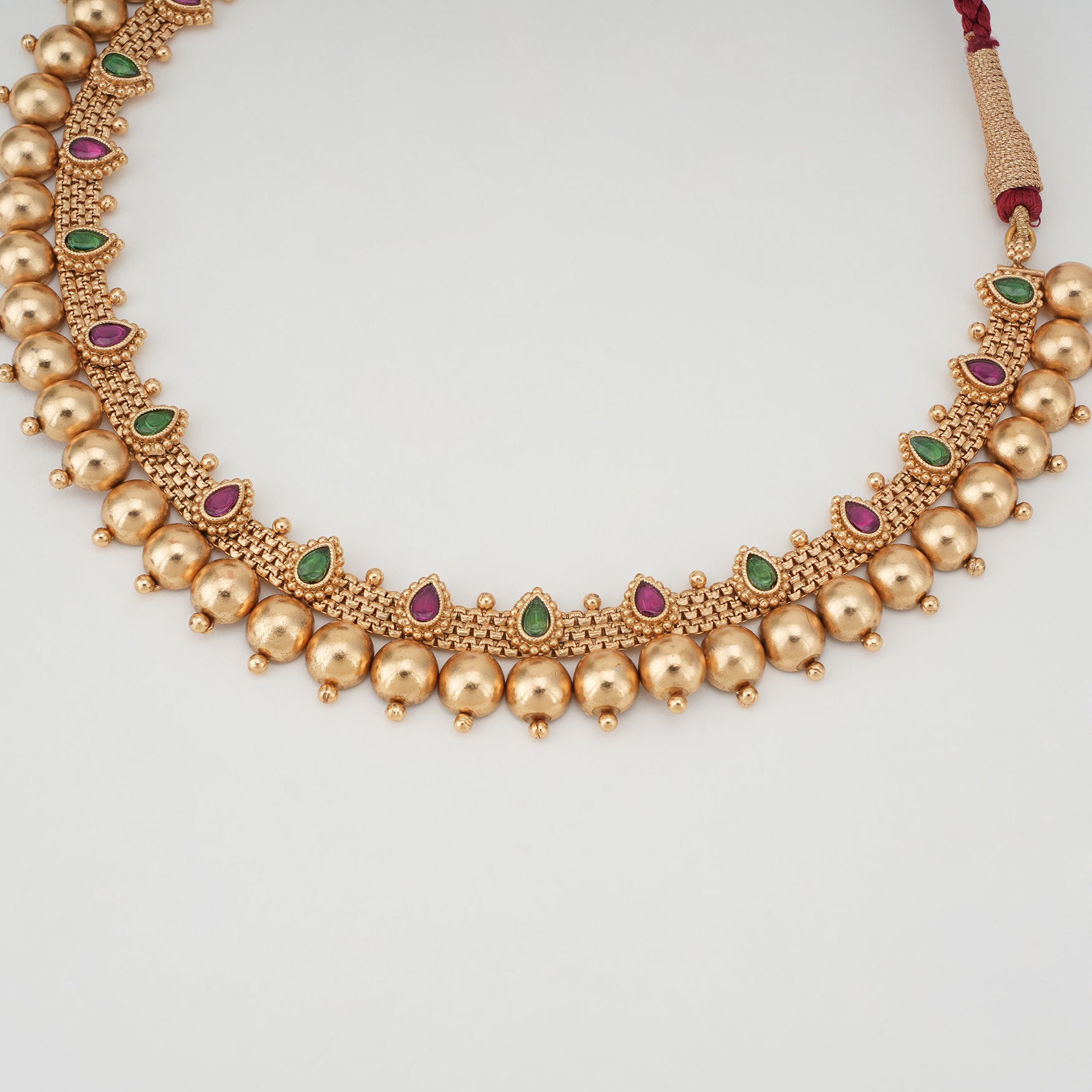Stunning stone ball gold necklace set
