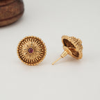 Elegant floral ruby gold stud earring
