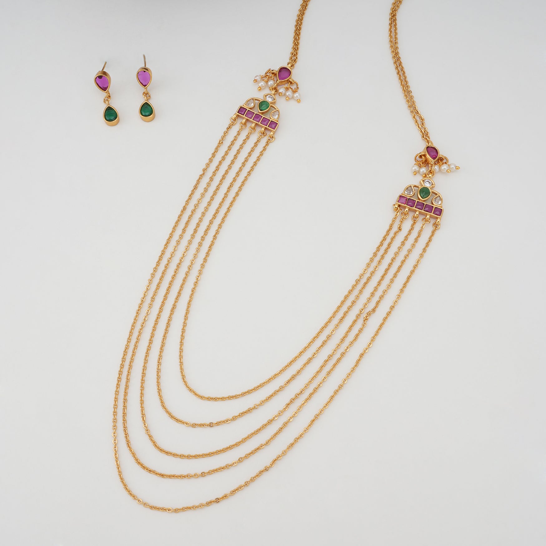 Stunning elegant chain layer kundan neckalce set