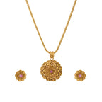Beautiful Antique floral stone pendant set
