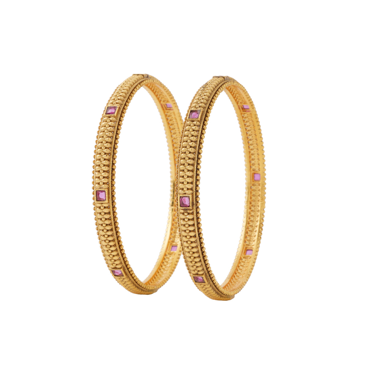 Stunning stone antique gold bangle set
