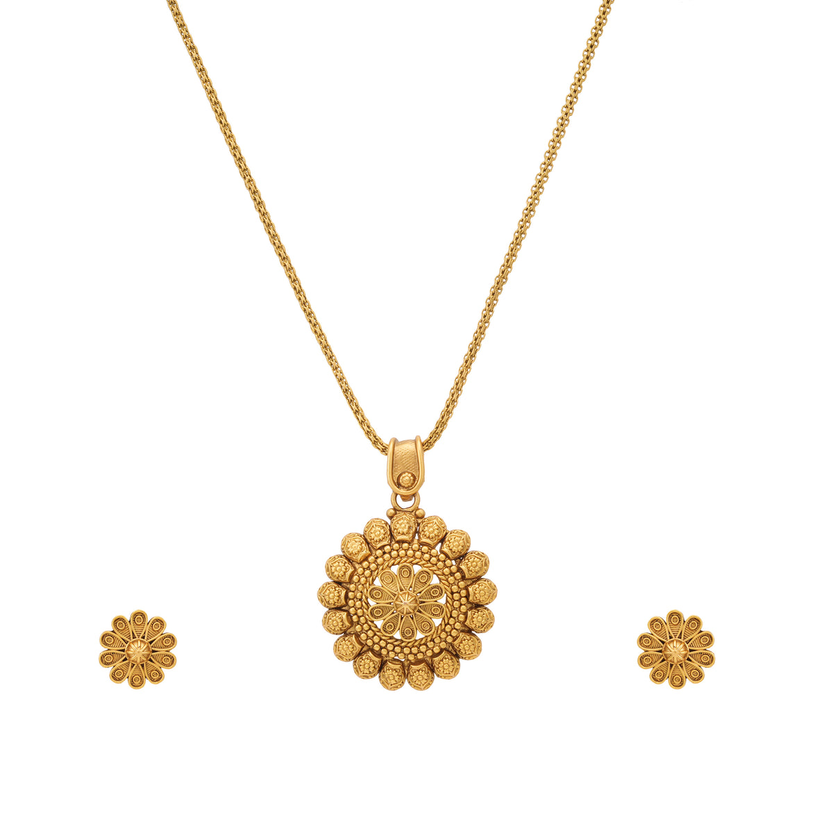 Amazing antique gold floral pendant set