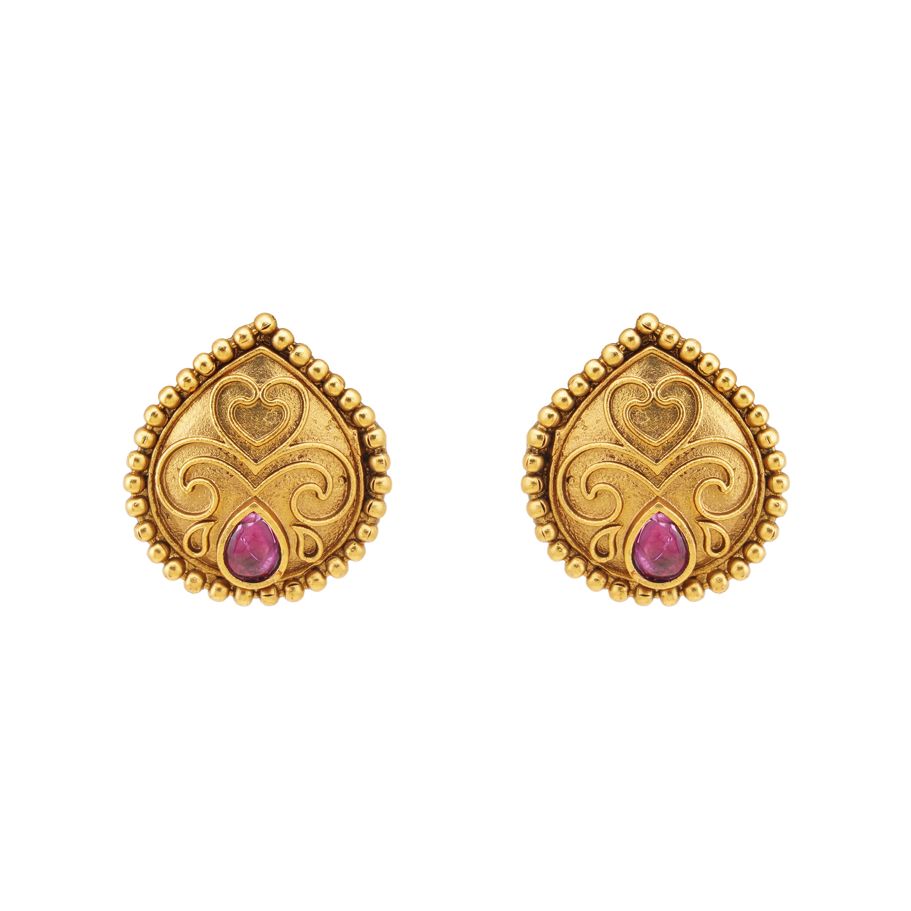 Stunning pear shape antique gold pendant set