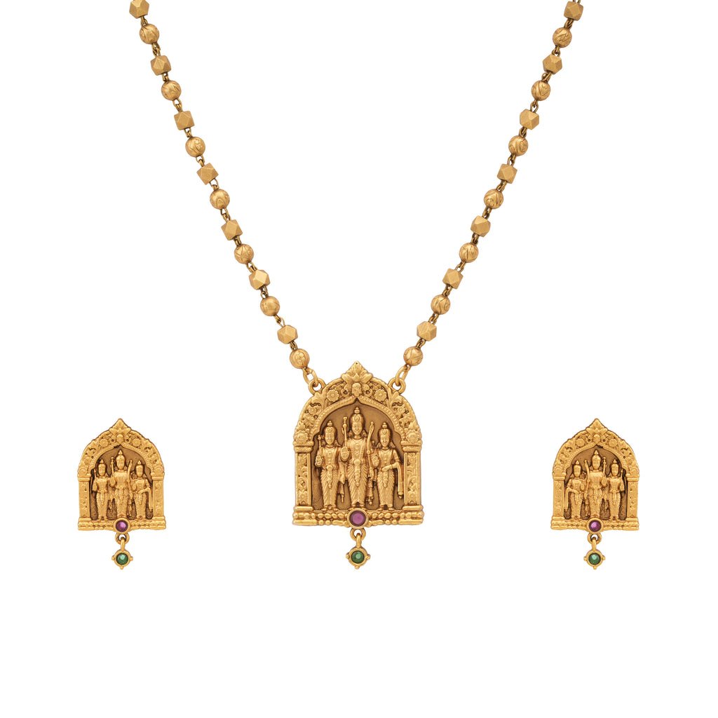 Stunning antique gold ram sita pendant set
